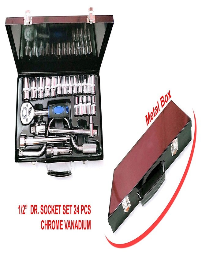 ISC 1/2" Square Drive Socket Set, 24 Pcs Repair Tool Kit, Garage Tool Kit - Image 3